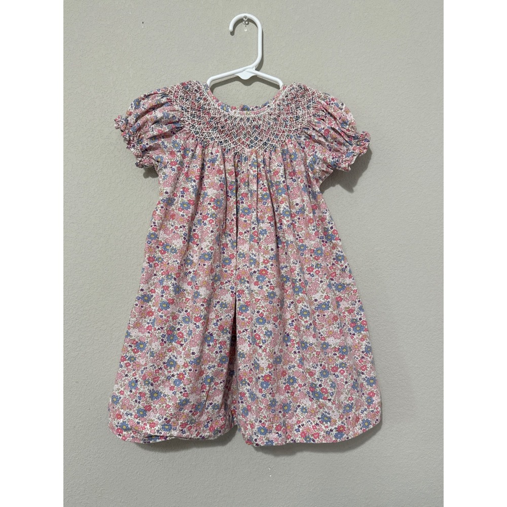 Sweet Dreams Pink/Blue Floral Smocked Dress Toddler Girl 2T Preppy Heirloom